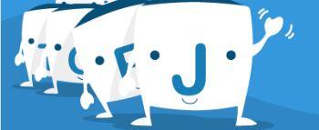Cute keyboard characters waving; image from EdClub's Typing Basics